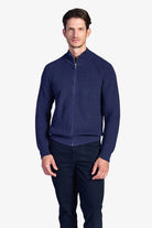 Cotton Fisherman's Rib Zip Jacket - Dark Navy
