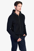 Fisherman's Rib Hybrid Jacket with Nylon Hood - Black