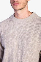Wool-Blend Cable-Knit Sweater - Beige