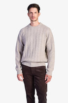 Wool-Blend Cable-Knit Sweater - Beige