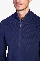 Cotton Fisherman's Rib Zip Jacket - Dark Navy