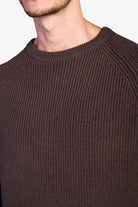Cotton Fisherman's Rib Crewneck Sweater - Coffee