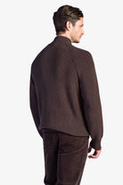 Cotton Fisherman's Rib Zip Jacket - Coffee