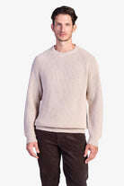 Cotton Fisherman's Rib Crewneck Sweater - Beige