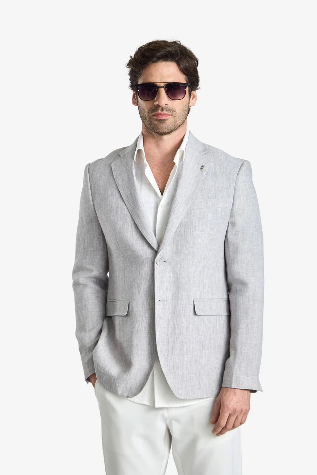 Pure Linen Sport Coat - Light Gray