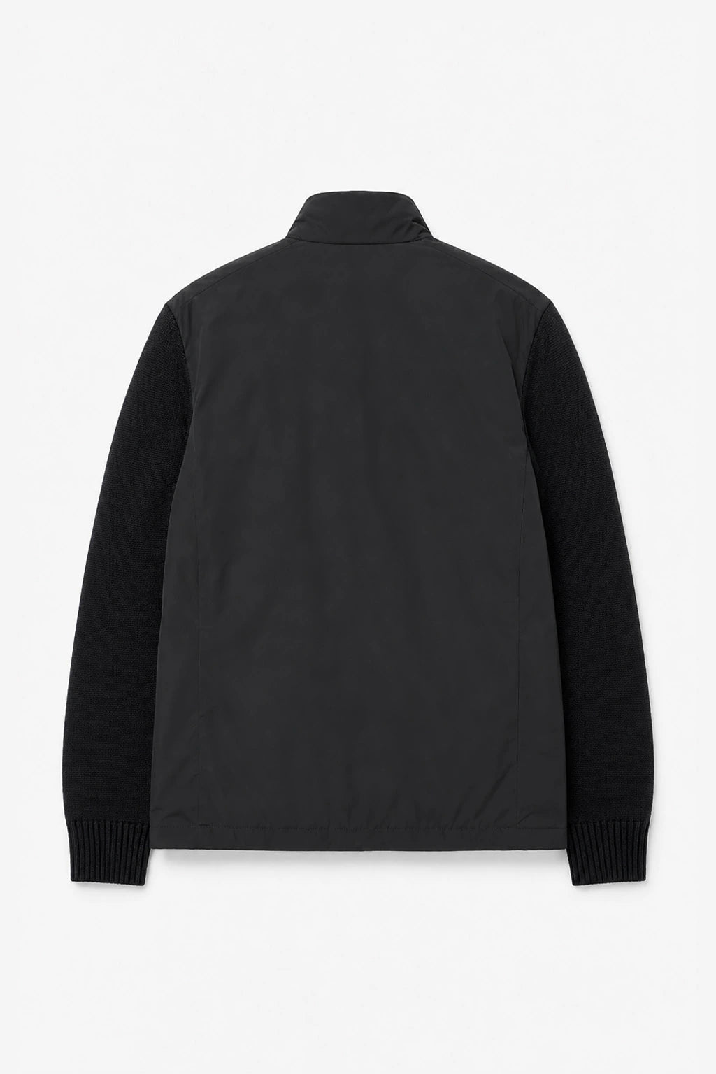 Hybrid Jacket with Knit Sleeves - Black