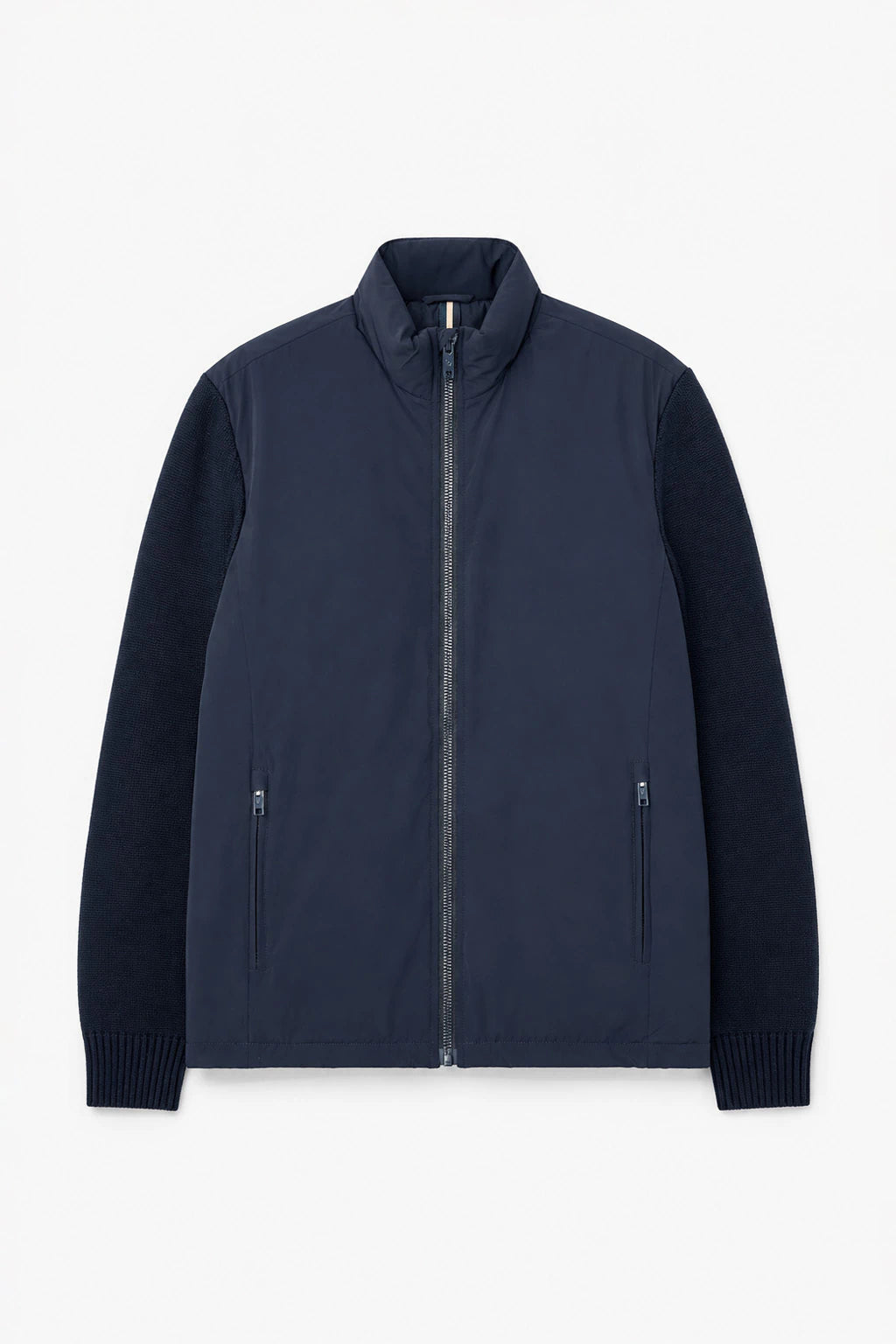 Hybrid Jacket with Knit Sleeves - Dark Navy