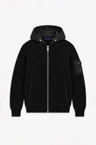 Fisherman's Rib Hybrid Jacket with Nylon Hood - Black