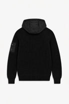 Fisherman's Rib Hybrid Jacket with Nylon Hood - Black