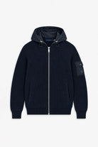 Fisherman's Rib Hybrid Jacket with Nylon Hood - Dark Navy