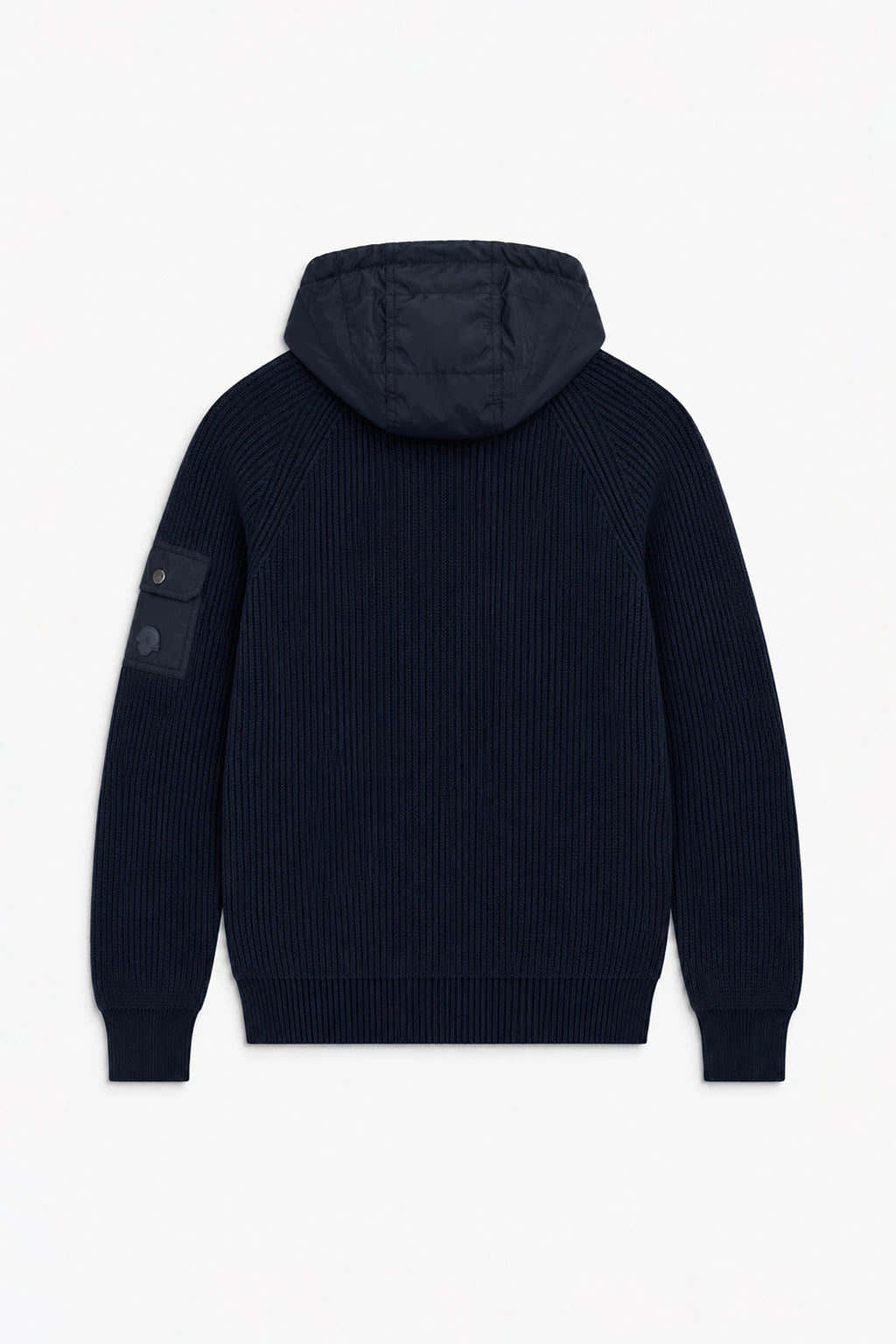 Fisherman's Rib Hybrid Jacket with Nylon Hood - Dark Navy