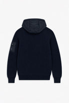 Fisherman's Rib Hybrid Jacket with Nylon Hood - Dark Navy
