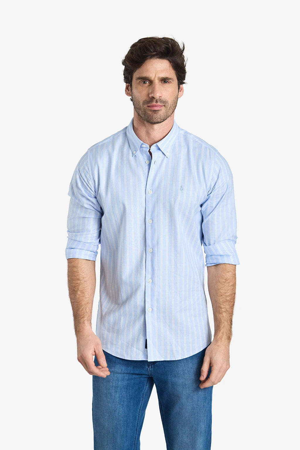 Pure Cotton Striped Shirt - Cloud