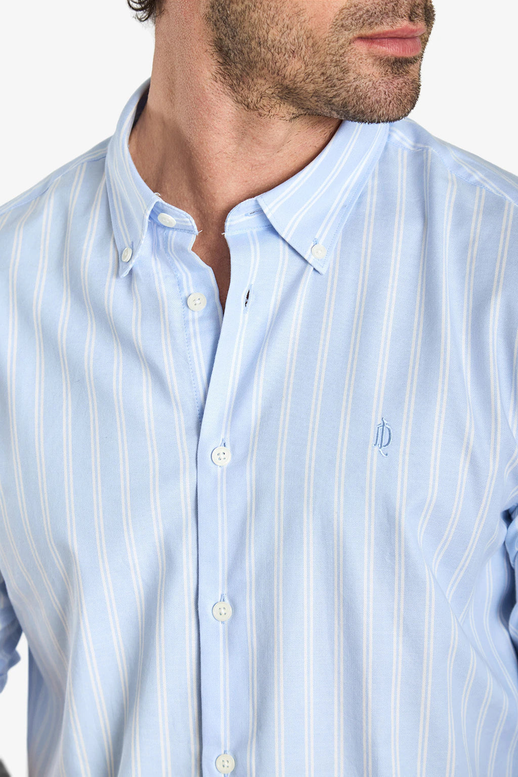 Pure Cotton Striped Shirt - Cloud