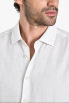 Garment-Dyed Pure Linen Shirt - White