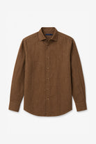 Garment-Dyed Pure Linen Shirt - Coffee