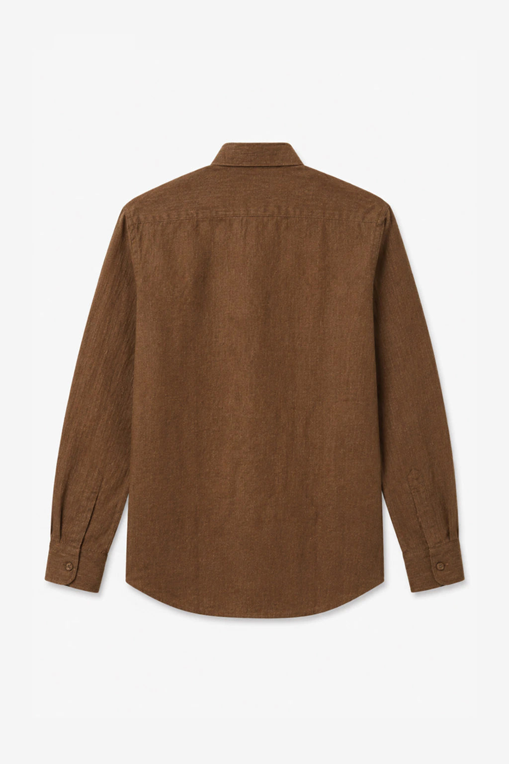 Garment-Dyed Pure Linen Shirt - Coffee