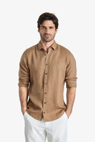 Garment-Dyed Pure Linen Shirt - Greige