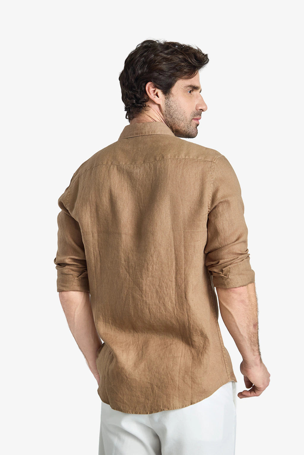 Garment-Dyed Pure Linen Shirt - Greige