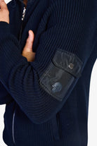 Fisherman's Rib Hybrid Jacket with Nylon Hood - Dark Navy