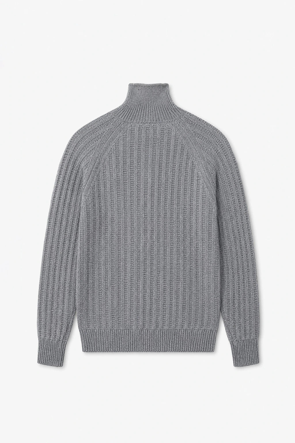 Wool-Blend Button-Neck Sweater - Medium Gray