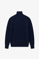 Wool-Blend Button-Neck Sweater - Dark Navy