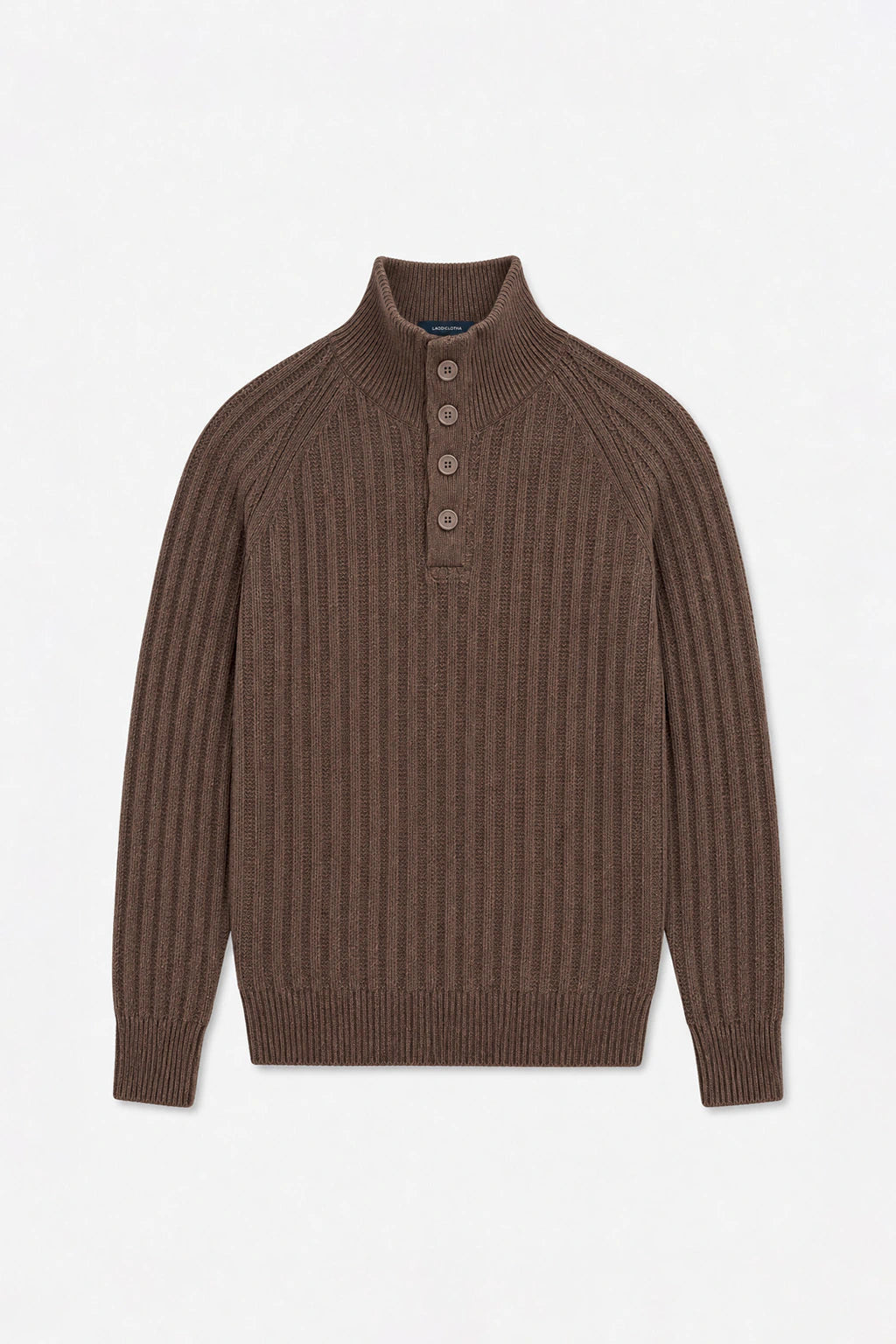 Wool-Blend Button-Neck Sweater - Mink