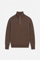 Wool-Blend Button-Neck Sweater - Mink