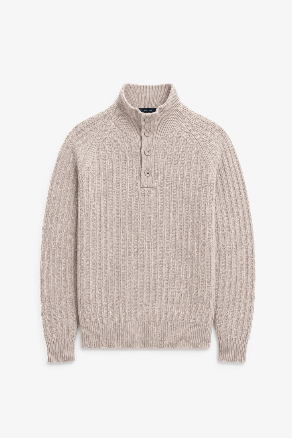 Wool-Blend Button-Neck Sweater - Beige