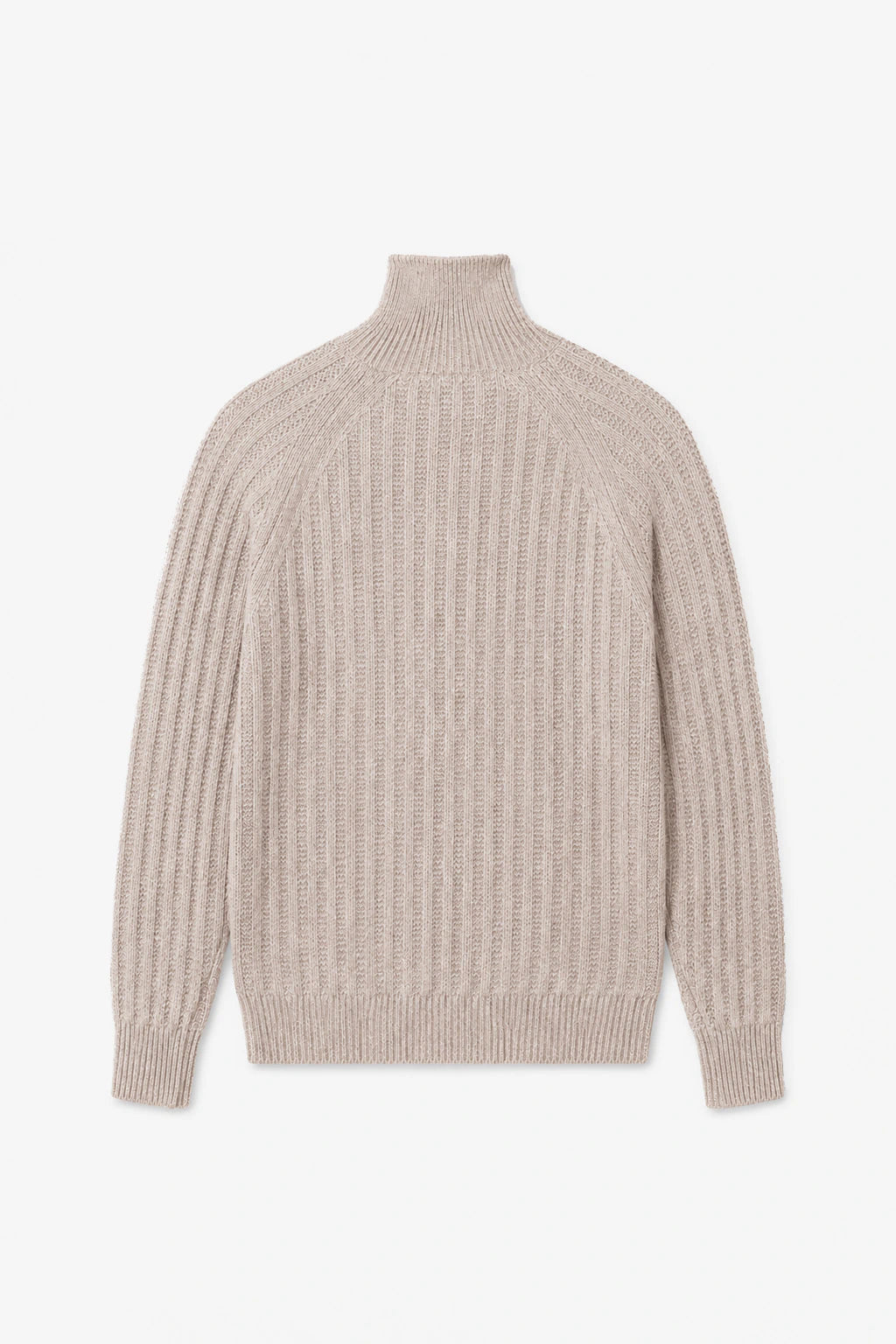 Wool-Blend Button-Neck Sweater - Beige