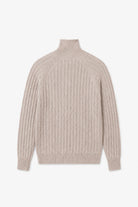 Wool-Blend Button-Neck Sweater - Beige