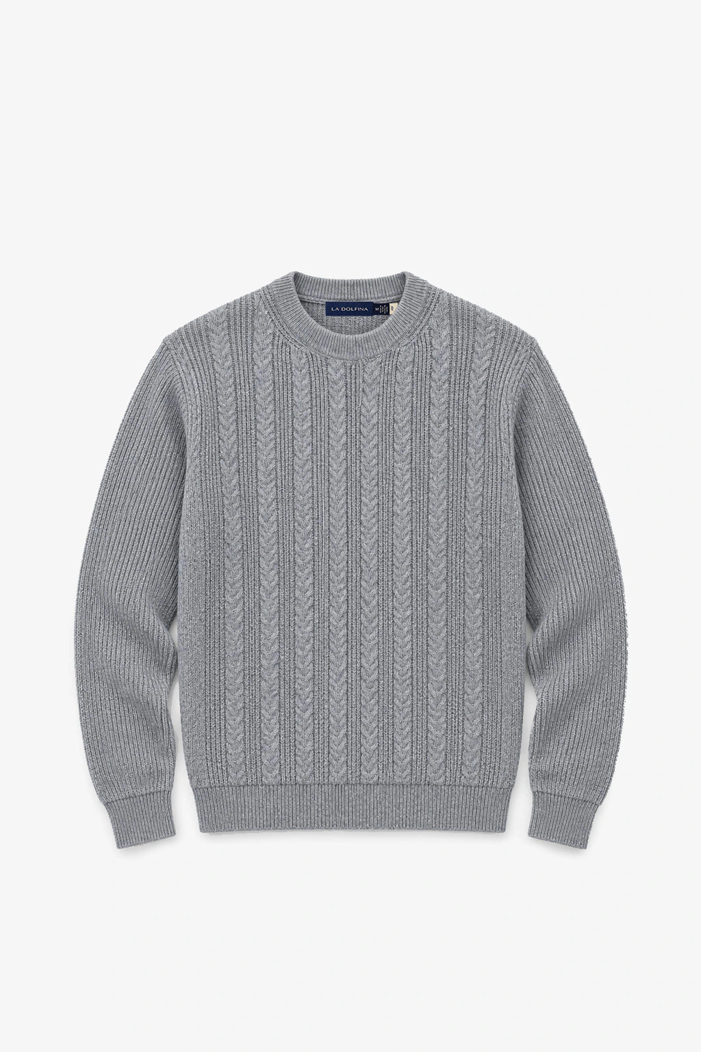Wool-Blend Cable-Knit Sweater - Medium Gray