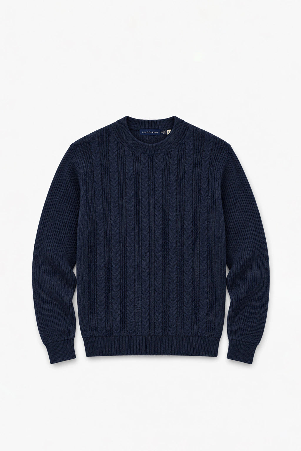 Wool-Blend Cable-Knit Sweater - Dark Navy
