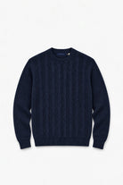 Wool-Blend Cable-Knit Sweater - Dark Navy