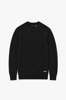 Cotton Fisherman's Rib Crewneck Sweater - Black