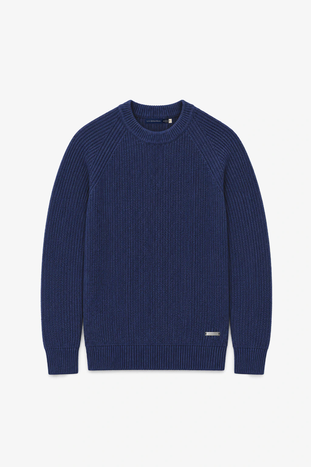 Cotton Fisherman's Rib Crewneck Sweater - Dark Navy