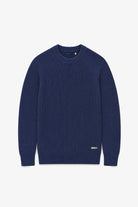 Cotton Fisherman's Rib Crewneck Sweater - Dark Navy