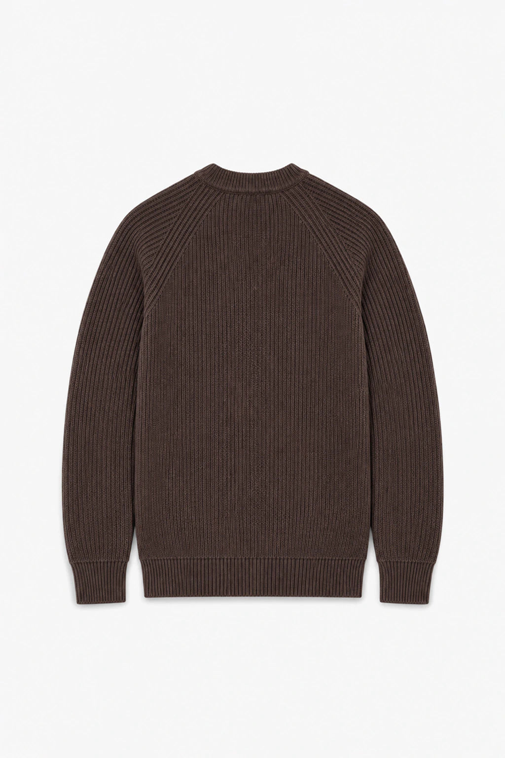 Cotton Fisherman's Rib Crewneck Sweater - Coffee
