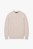 Cotton Fisherman's Rib Crewneck Sweater - Beige