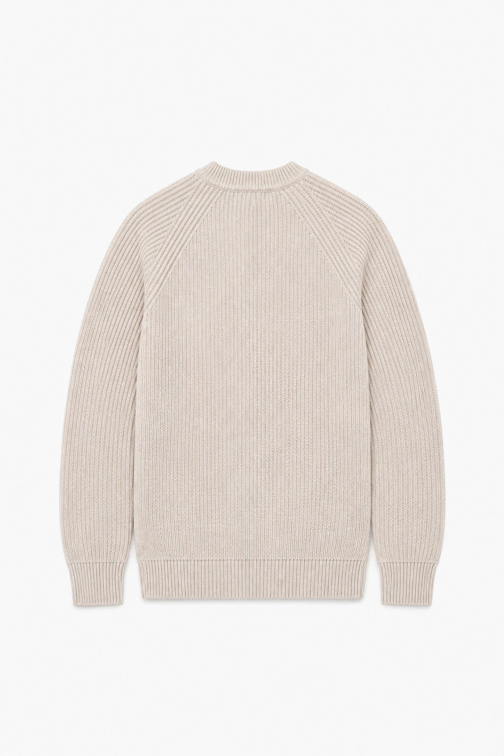Cotton Fisherman's Rib Crewneck Sweater - Beige
