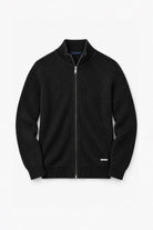 Cotton Fisherman's Rib Zip Jacket - Black