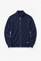 Cotton Fisherman's Rib Zip Jacket - Dark Navy