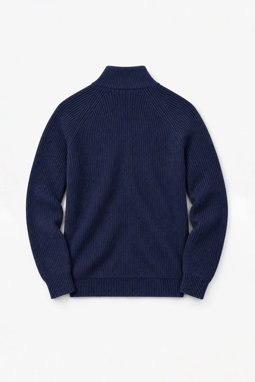 Cotton Fisherman's Rib Zip Jacket - Dark Navy