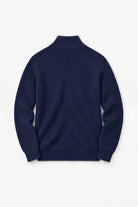 Cotton Fisherman's Rib Zip Jacket - Dark Navy