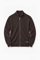 Cotton Fisherman's Rib Zip Jacket - Coffee