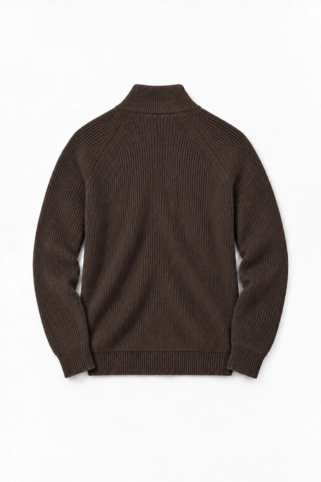 Cotton Fisherman's Rib Zip Jacket - Coffee