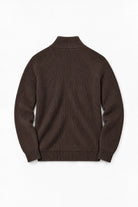 Cotton Fisherman's Rib Zip Jacket - Coffee