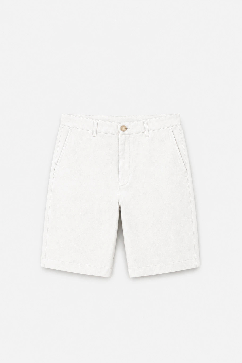 Linen-Cotton Bermuda Shorts - White