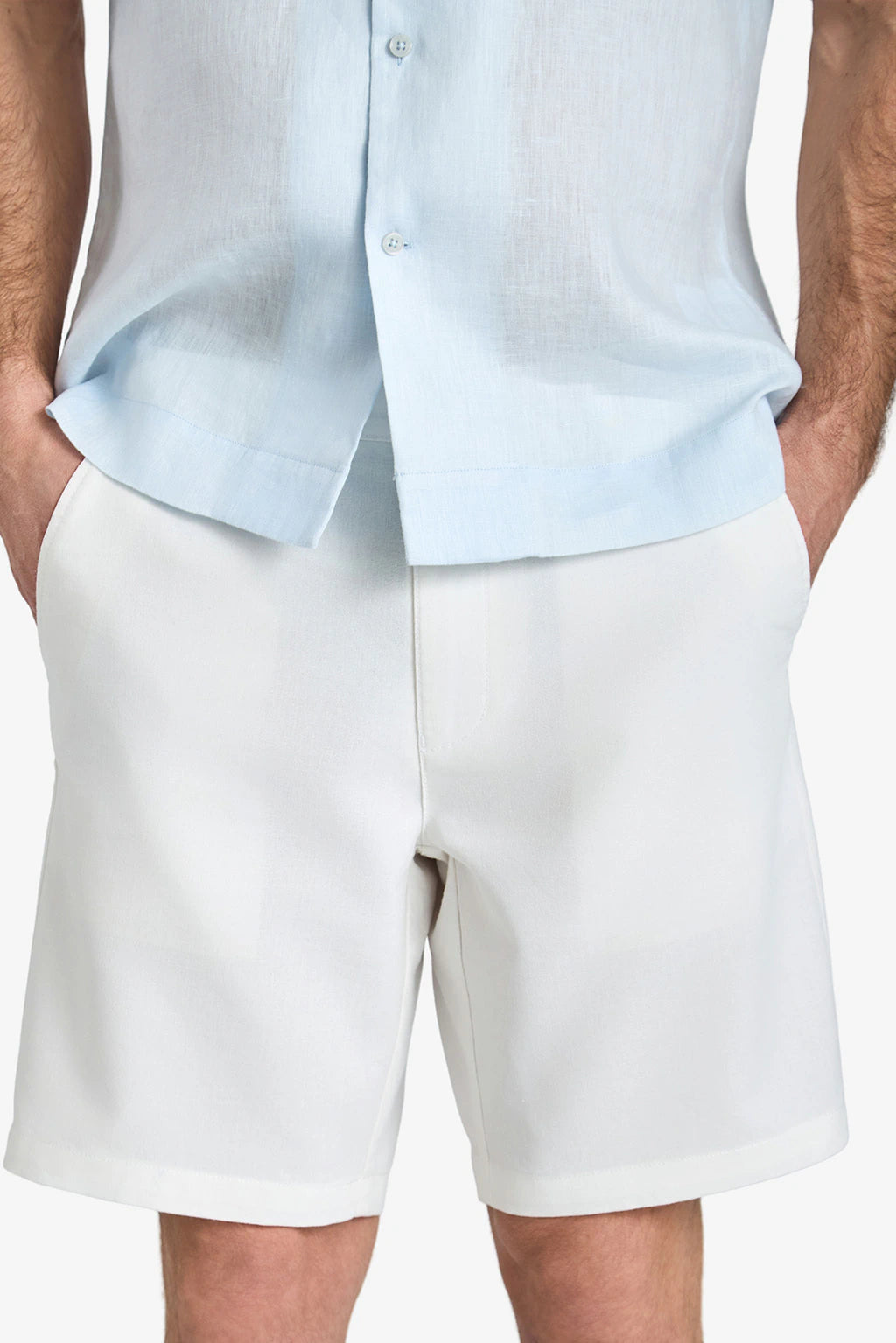 Linen-Cotton Bermuda Shorts - White