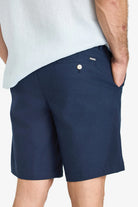 Linen-Cotton Bermuda Shorts - Dark Navy